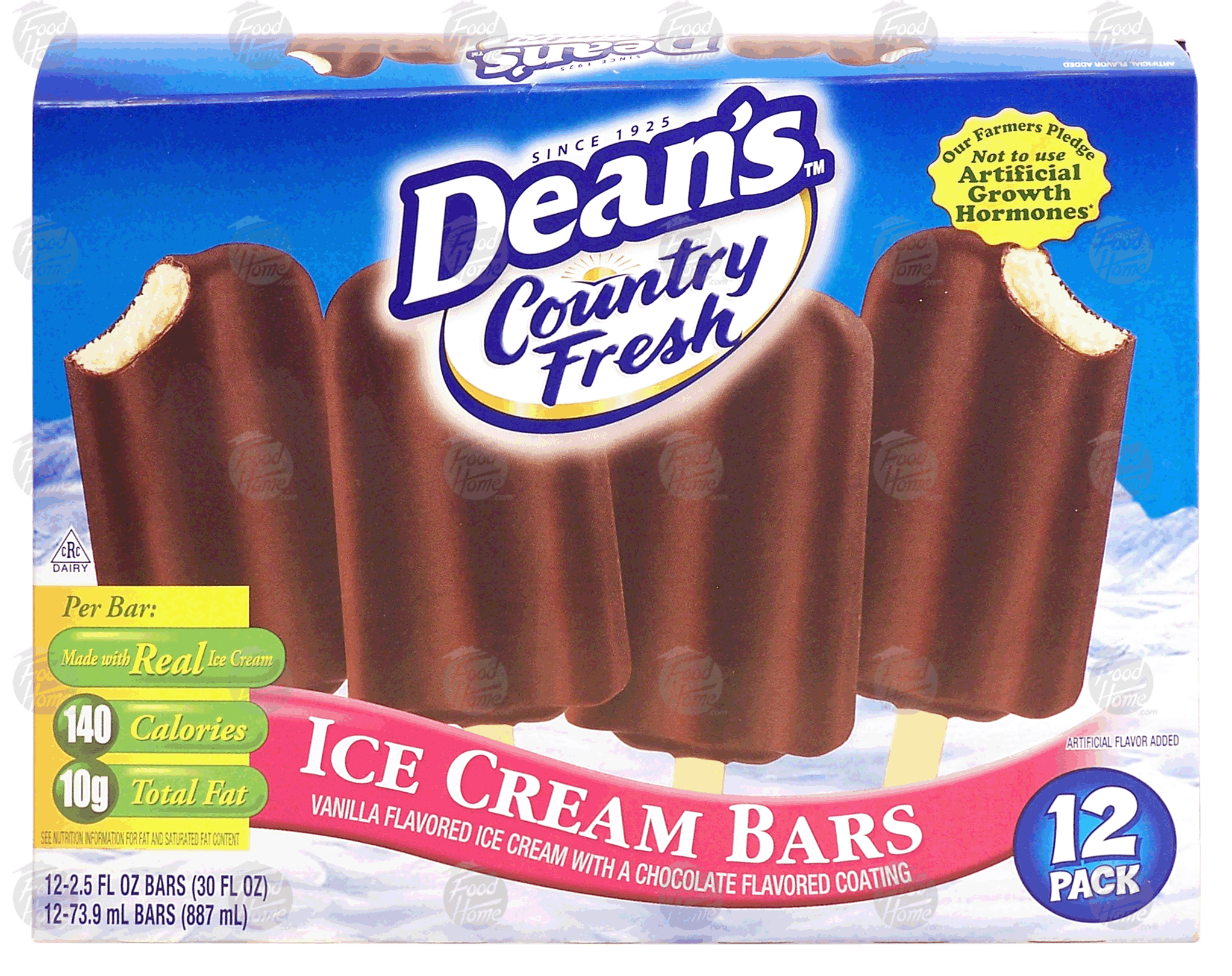 Dean's Country Fresh ice cream bars; vanilla flavored ice cream with a chocolate flavored coating, 12 pack Full-Size Picture